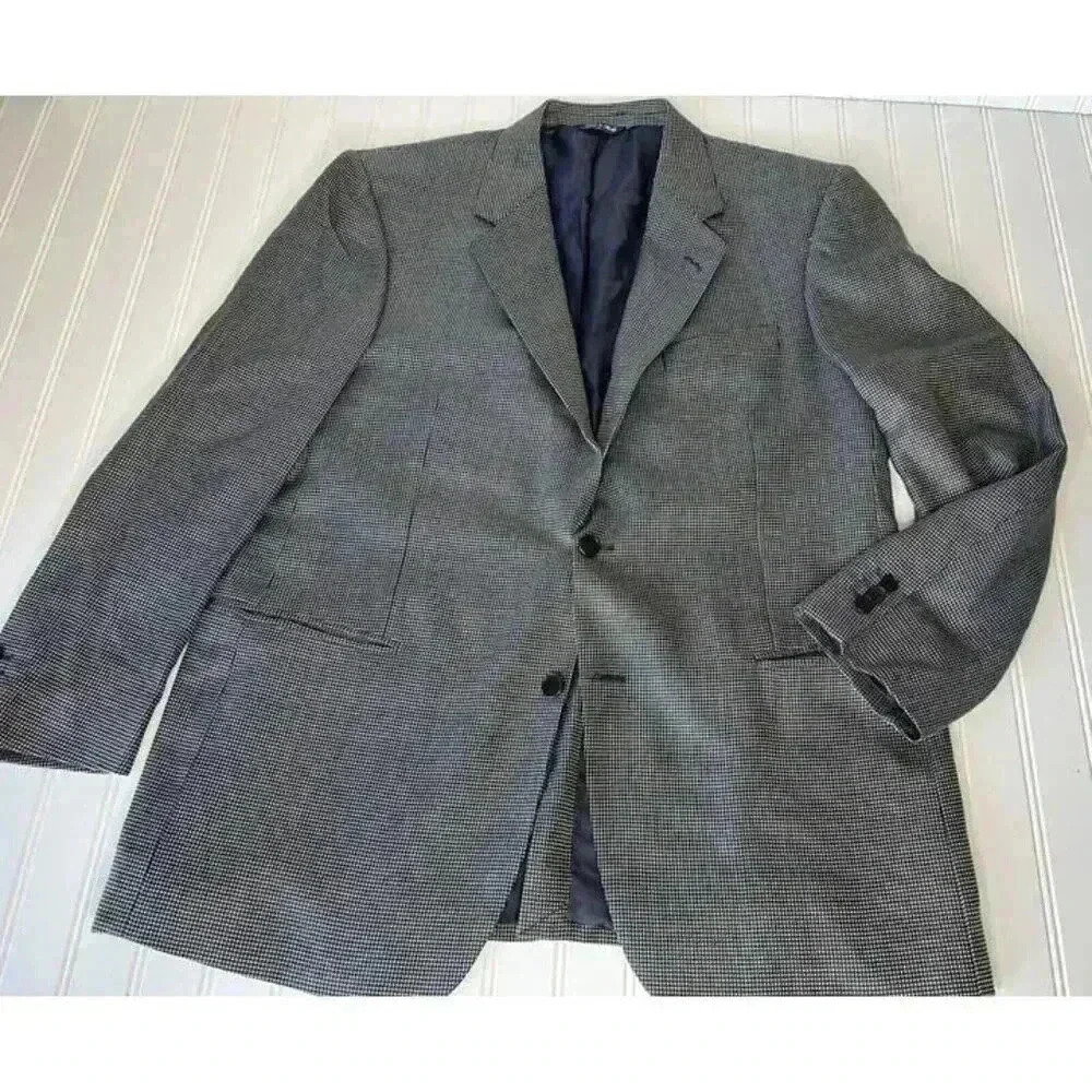 Adolfo Italy E. Thomas Silk Wool Sport Suit Jacket Blazer Men 44R